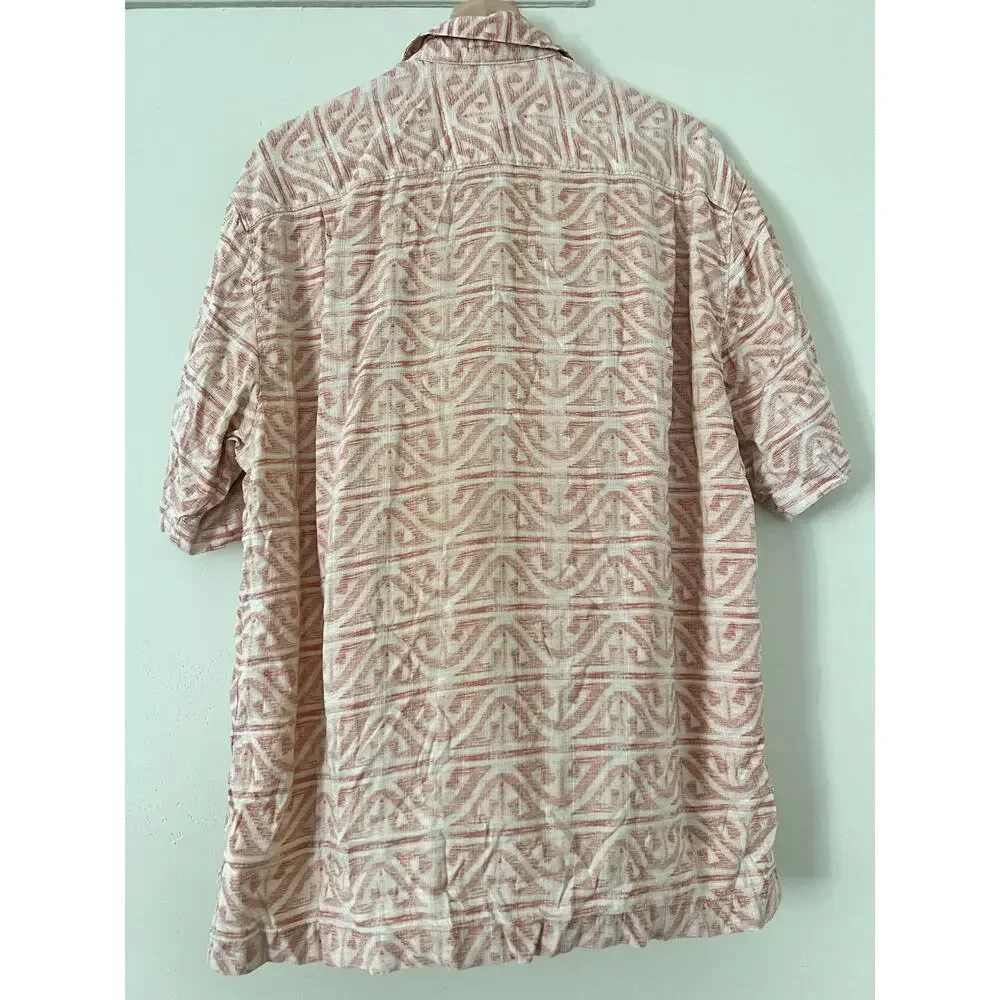 Tommy Bahama Men’s Silk‎ Hawaiian Tropical Tiki Button-Down Shirt Palm Camp M